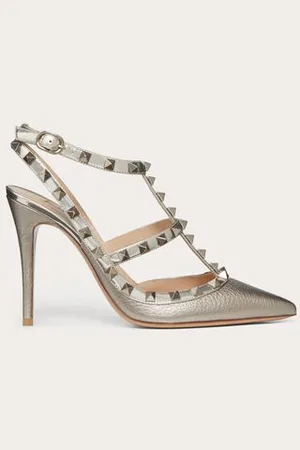 VALENTINO GARAVANI SALONES ROCKSTUD METALIZADOS CON PULSERAS 100MM Mujer 34.5