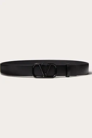 VALENTINO GARAVANI CINTURÓN DE 30 MM DE CUERO BRILLOSO DE BECERRO CON EL VLOGO SIGNATURE Mujer 065