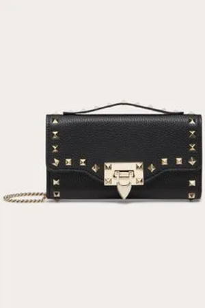 VALENTINO GARAVANI CARTERA CON CADENA ROCKSTUD DE PIEL DE BECERRO GRANULADA Mujer UNI