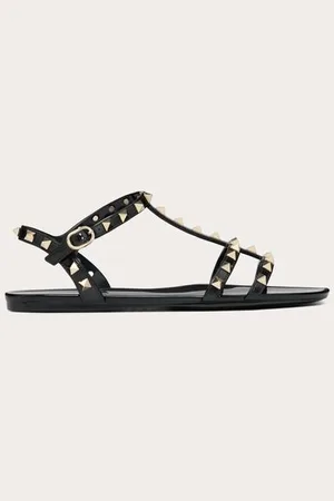 VALENTINO GARAVANI SANDALIAS PLANAS ROCKSTUD DE GOMA Mujer 35
