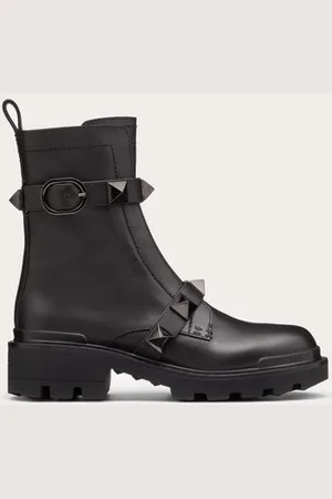 VALENTINO GARAVANI BOTAS MILITARES ROMAN STUD DE PIEL DE BECERRO CON TACHUELAS EN EL MISMO TONO Y TACÓN DE 40 MM Mujer 35.5