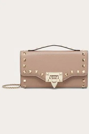 VALENTINO GARAVANI CARTERA CON CADENA ROCKSTUD DE PIEL DE BECERRO GRANULADA Mujer UNI