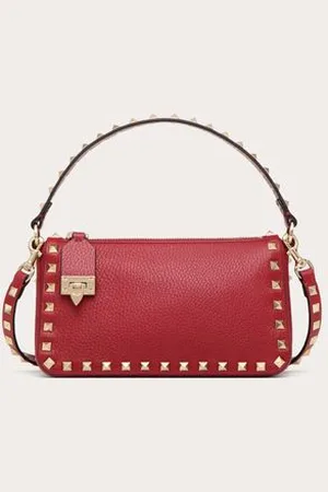 VALENTINO GARAVANI BANDOLERA ROCKSTUD PEQUEÑA DE CUERO DE BECERRO GRANEADO Mujer UNI
