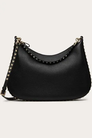VALENTINO GARAVANI BOLSO HOBO ROCKSTUD DE GARAVANI DE CUERO DE BECERRO GRANULADO Mujer UNI