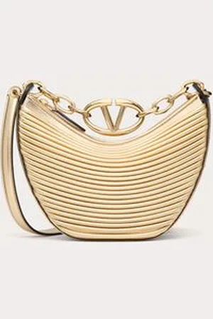VALENTINO GARAVANI MINIBOLSO HOBO VLOGO MOON DE CUERO NAPA CON EFECTO METALIZADO Y CADENA Mujer UNI