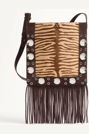 VALENTINO GARAVANI BOLSO DE HOMBRO GARAVANI NELLCÔTE EN CUERO DE BECERRO CON EFECTO PONI ANIMALIER CON FLECOS Mujer UNI