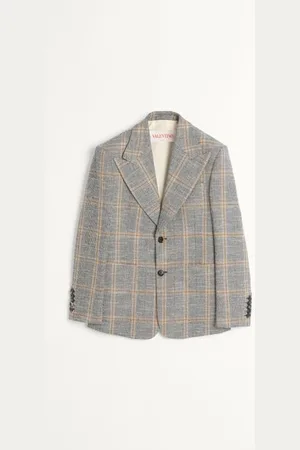 VALENTINO CHAQUETA DE MEZCLA DE LANA CON BOTONADURA SIMPLE Y MOTIVO CUADRICULADO Hombre 44