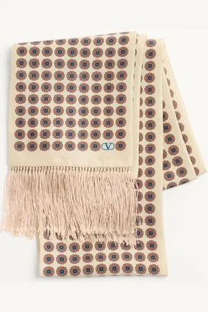 VALENTINO GARAVANI BUFANDA BANDEAU DE SEDA CON FLECOS CON DISEÑO CHAMBER Hombre UNI