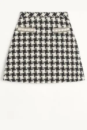 VALENTINO FALDA DE DAMIER LIGHT TWEED BORDADA Mujer 36