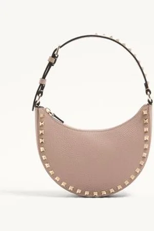 VALENTINO GARAVANI MINIBOLSO HOBO ROCKSTUD DE CUERO GRANEADO DE BECERRO Mujer UNI
