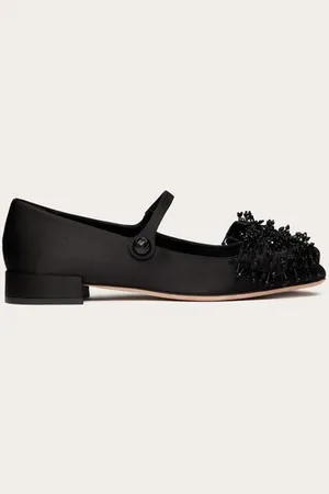 VALENTINO GARAVANI BALLERINA GARAVANI BOWJANE MARY-JANE DE SATÉN CON FLECOS DE LENTEJUELAS Y TACÓN DE 20 MM Mujer 35