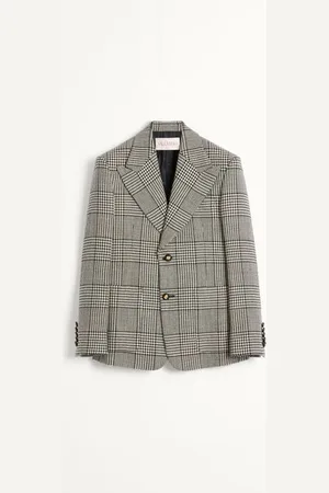 VALENTINO CHAQUETA DE LANA CON BOTONADURA SENCILLA Y DISEÑO CUADRICULADO DE PATA DE GALLO Hombre 44