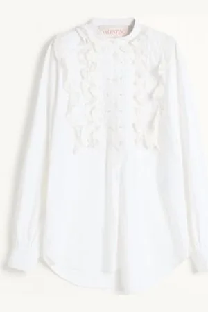 VALENTINO TOP DE ALGODÓN Y LINO BORDADO Mujer 38