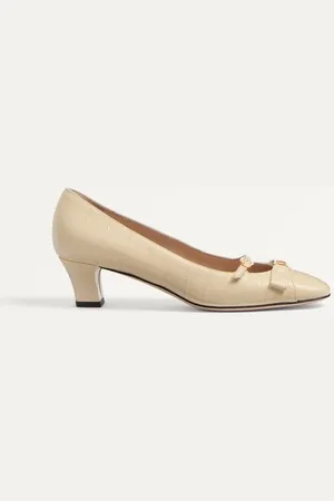 VALENTINO GARAVANI ZAPATO BOWOW DE CUERO DE BECERRO ESTAMPADO CON TACÓN DE 45 MM Mujer 35.5