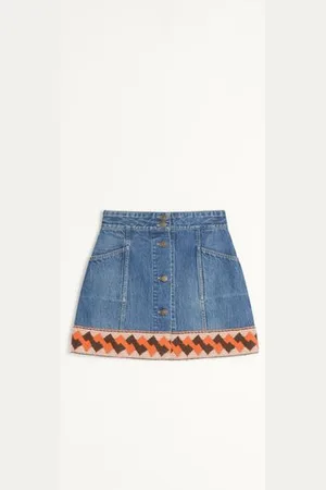 VALENTINO FALDA DE MEZCLILLA CON RIBETES DE JACQUARD Mujer 36