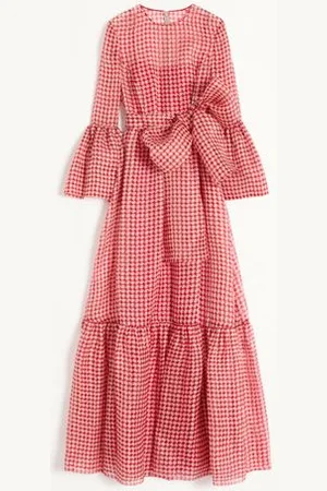 VALENTINO VESTIDO DE NOCHE DE ORGANZA VICHY OPTICOOL Mujer 36