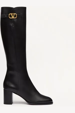VALENTINO GARAVANI BOTA DE CUERO DE BECERRO CON EL VLOGO SIGNATURE Y CON TACÓN DE 70 MM Mujer 35.5