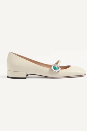 VALENTINO GARAVANI BALLERINA PRESHOES ESTILO MERCEDITAS DE CABRITILLA CON BOTÓN DE JOYERÍA Y TACÓN DE 20 MM Mujer 35.5