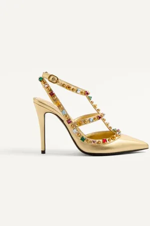 VALENTINO GARAVANI ZAPATO ROCKSTUD DE CUERO NAPA LAMINADO CON CABUJONES Y CRISTALES Y TACÓN DE 100 MM Mujer 36.5