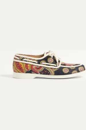 VALENTINO GARAVANI ZAPATO NÁUTICO PALM AVENUE DE MEZCLILLA VOYAGE IMAGINAIRE Y CUERO NAPA Hombre 39