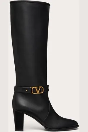 VALENTINO GARAVANI BOTA DE CUERO DE BECERRO CON EL VLOGO SIGNATURE Y CON TACÓN DE 75 MM Mujer 35.5