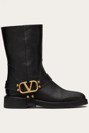 VALENTINO GARAVANI BOTAS AL TOBILLO VLOGO SIGNATURE DE CUERO DE BECERRO CON TACÓN DE 30 MM Mujer 35.5