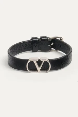 VALENTINO GARAVANI PULSERA VLOGO SIGNATURE DE CUERO GRANEADO DE BECERRO Hombre UNI