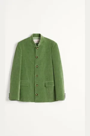 VALENTINO CHAQUETA DE TERCIOPELO DE ALGODÓN Y LINO DESGASTADO CON CUELLO MAO Hombre 52