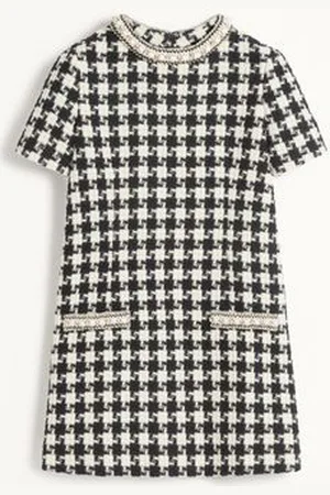 VALENTINO VESTIDO CORTO DE DAMIER LIGHT TWEED BORDADO Mujer 36