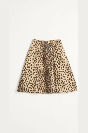 VALENTINO FALDA DE PAÑO DE LANA ESTAMPADA CON MANCHAS DE JAGUAR Mujer 36