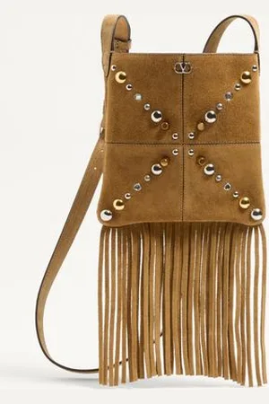 VALENTINO GARAVANI BOLSO DE HOMBRO PEQUEÑO GARAVANI NELLCÔTE DE GAMUZA CON FLECOS Mujer UNI