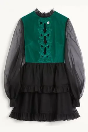 VALENTINO VESTIDO CORTO DE ORGANZA BORDADO Mujer 36
