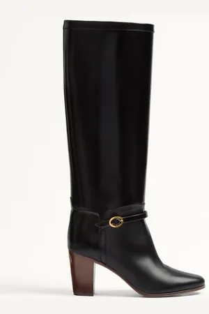 VALENTINO GARAVANI BOTAS PATTIE DE CUERO DE BECERRO Y TACÓN DE 75 MM Mujer 35.5