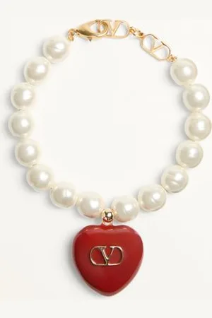 VALENTINO GARAVANI PULSERA COEUR ROYAL DE METAL, ESMALTE Y CUENTAS Mujer M