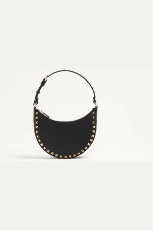 VALENTINO GARAVANI MINIBOLSO HOBO ROCKSTUD DE CUERO GRANEADO DE BECERRO Mujer UNI