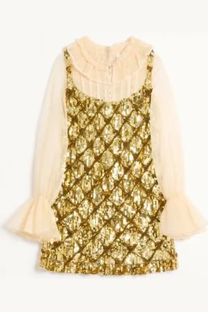 VALENTINO VESTIDO TULLE ILLUSIONE CORTO Y BORDADO Mujer 40
