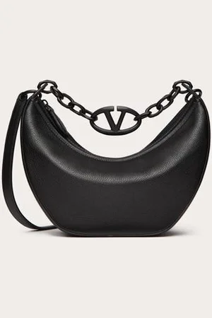 VALENTINO GARAVANI BOLSO HOBO PEQUEÑO VLOGO MOON DE CUERO GRANEADO DE BECERRO CON CADENA Mujer UNI