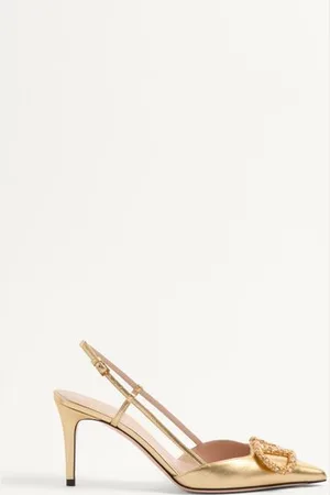 VALENTINO GARAVANI ZAPATO DE CUERO NAPA LAMINADO CON CORREA TRASERA, VLOGO SIGNATURE Y TACÓN DE 80 MM Mujer 34