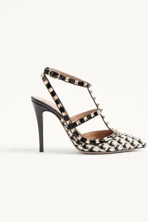 VALENTINO GARAVANI ZAPATO ROCKSTUD DE TEJIDO PIED-DE-POULE CON TACÓN DE 100 MM Mujer 34