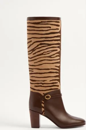 VALENTINO GARAVANI BOTAS PATTIE EN CUERO DE BECERRO EFECTO PONI CON TACÓN DE 75 MM Mujer 36.5