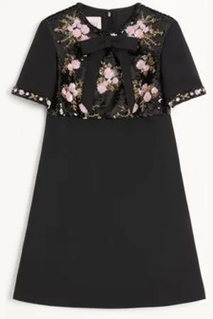 VALENTINO VESTIDO DE CREPE COUTURE CORTO Y BORDADO Mujer 36