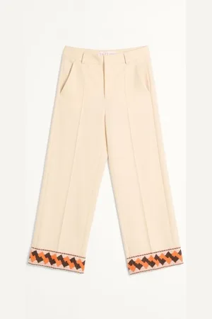 VALENTINO PANTALÓN DE GABARDINA DE LANA CON DOBLADILLO DE JACQUARD Hombre 44
