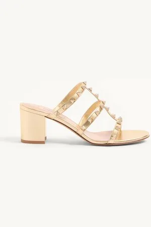 VALENTINO GARAVANI SANDALIA SIN TALÓN ROCKSTUD DE CUERO NAPA LAMINADO CON TACÓN DE 60 MM Mujer 34