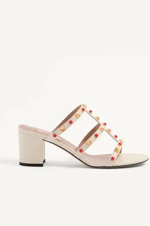 VALENTINO GARAVANI SANDALIA SIN TALÓN ROCKSTUD DE CUERO DE BECERRO CON CABUJONES Y TACÓN DE 60 MM Mujer 35