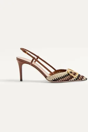 VALENTINO GARAVANI PUMPS VLOGO SIGNATURE CON CORREA TRASERA, BORDADO DE CROCHET Y TACÓN DE 80MM Mujer 34.5