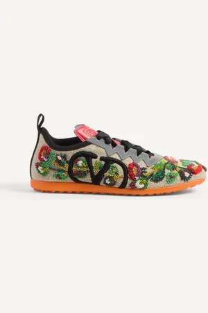VALENTINO GARAVANI ZAPATILLA CHROMATHON DE LONA CON BORDADO FLORAL Mujer 36.5