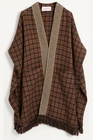 VALENTINO CAPA DE LANA CON RIBETE JACQUARD Y BORLAS EN EL DOBLADILLO Hombre UNI