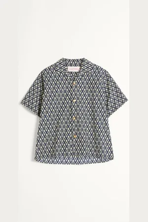 VALENTINO CAMISA DE BOWLING DE POPELINA DE ALGODÓN CON ESTAMPADO TOUTE LA V Hombre 44