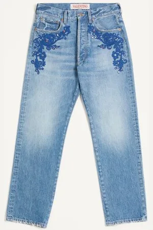 VALENTINO PANTALÓN DE MEZCLILLA CON BORDADO Y CUENTAS Hombre 30