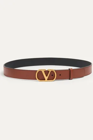 VALENTINO GARAVANI CINTURÓN VLOGO SIGNATURE EN CUERO DE BECERRO CON BRILLO DE 30 MM Hombre 085